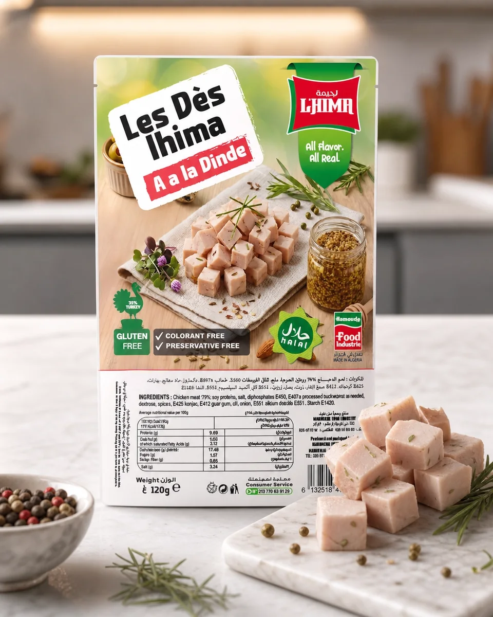 LHIMA Dés de dinde · Pour pâtes, pizza, salade