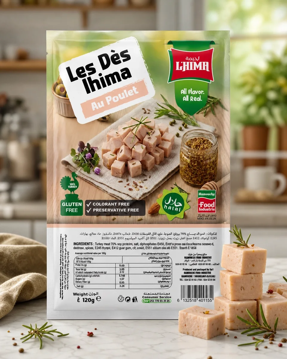 LHIMA Dés de poulet · Pour pâtes, pizza, salade