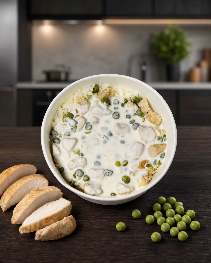Riz poulet sauce blanche
