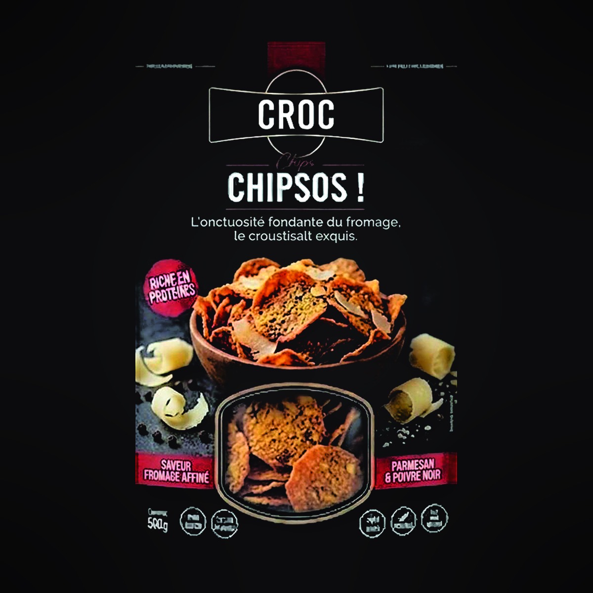 CHIPSOS Fromage Affiné · Parmesan & Poivre Noir 500 g